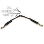 Double Lead of Braided Leather for Two Dogs, Leash Coupler UK