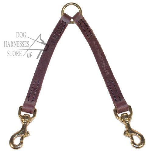 Coupler Lead for Two Dogs Easy Walking, Leather Leash Coupler