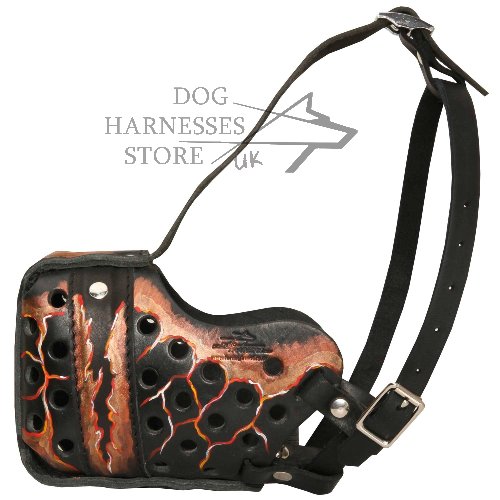 Designer Dog Muzzle with "Magma Flow" Painting