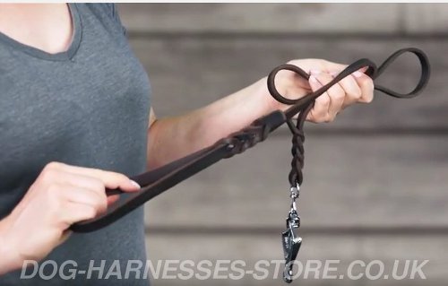 Handmade Leather Dog Leash with Handy Scissor Type Snap Hook