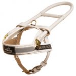 Bestseller! White Leather Guide Dog Harness with Handle-Frame