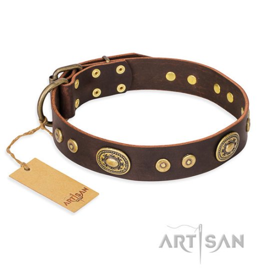 Brown Leather Dog Collar Vintage "One-of-a-Kind" FDT Artisan