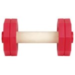 Dog Retrieve Training Dumbbell of Red Plastic and Natural Wood