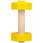 Retrieve Dog Training Dumbbell of Wood and Bright Yellow Plastic