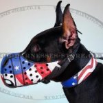 Dog Muzzle for Doberman Pinscher with Stars and Stripes Design