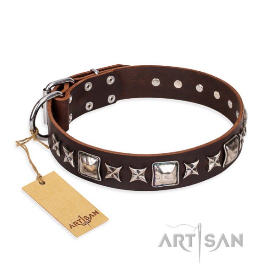 Brown Leather Dog Collar FDT Artisan "Perfect Impression"