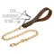 Dog Walking Lead, Soft Leather Handle & Brass Chain, Exclusive
