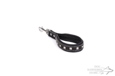 Loop Dog Lead of 2-ply Soft Leather with Square Studs