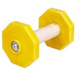 Wooden Dumbbell for Dogs with Yellow Weight Plates
