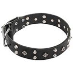 Haute Couture Dog Collar with Two Rows of Pyramids and Stars