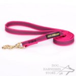 Pink Nylon Dog Lead with Slip-Proof Rubber Lines