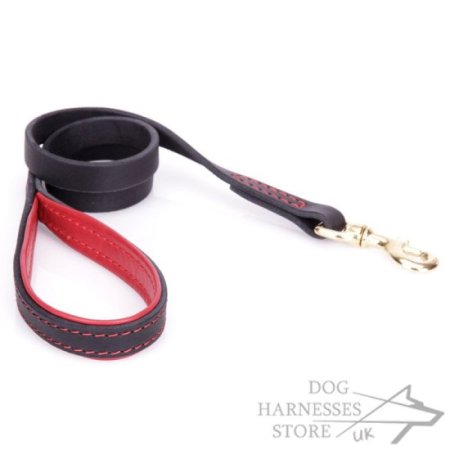 Dog Leash with Comfortable Handle "Handicraft" Genuine Leather