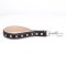 Short Leather Leash with Square Studs, Soft Beige Padding