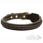 Leather Dog Collar with Handmade Braid for Walking and Training