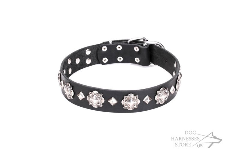 Genuine Leather Studded Dog Collar "Code of Chivalry" Artisan