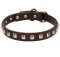 Small Leather Dog Collar with Square Studs of Caterpillar Design