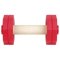 Dog Retrieve Training Dumbbell of Red Plastic and Natural Wood