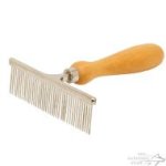 Dog Metal Comb with Wooden Handle for Short-Haired Canines