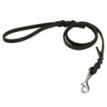 Leather Dog Leash with Snap Hook of Stainless Steel and Braids