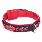 Handmade Designer Dog Collar "Heavy Fire" of Nappa Lined Leather