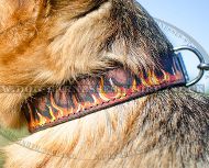 Handmade Dog Collar with Flames for German Shepherd Unique Style