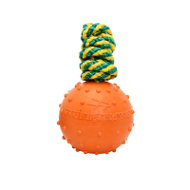 Indestructible Dog Ball on Nylon Rope, Safe Rubber, 7 cm