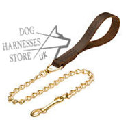 Chain Dog Lead with Leather Handle