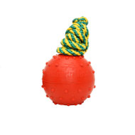 Rubber Dog Ball on Nylon Rope, Indestructible Canine Toy, 6 cm