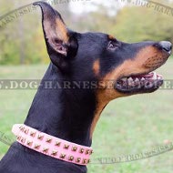 Best Dog Collar for Doberman of Pink Leather, Female Design Best Dog Collar for Doberman of Pink Leather, Female Design