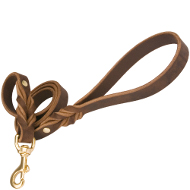 Leather Dog Leash UK with Braids Decoration