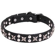 "Cosmosphere" Luxe Leather Dog Collar with Stars and Planets