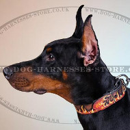 Designer Dog Collar with Flame Painting for Doberman