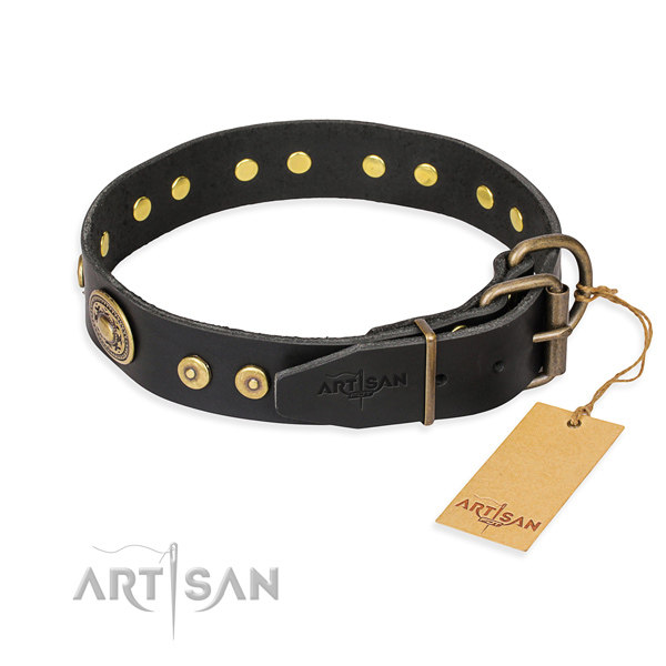 Black Leather Collar for Dogs