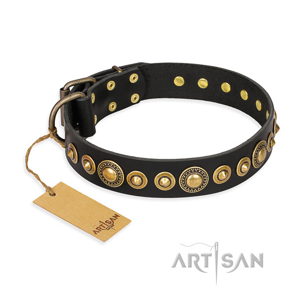 Black Leather Dog Collar