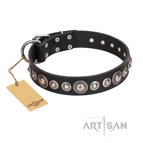 Black Leather Dog Collar UK