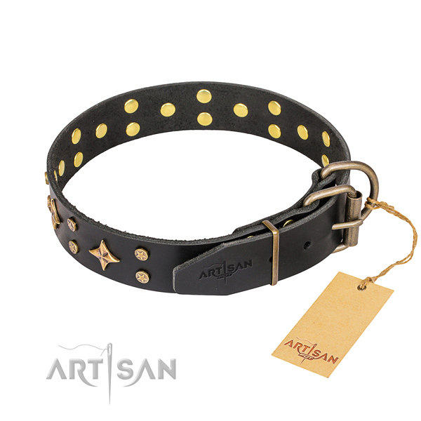 Black Leather Dog Collars