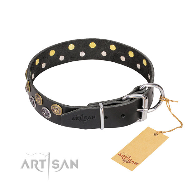 Black Leather Dog Collars