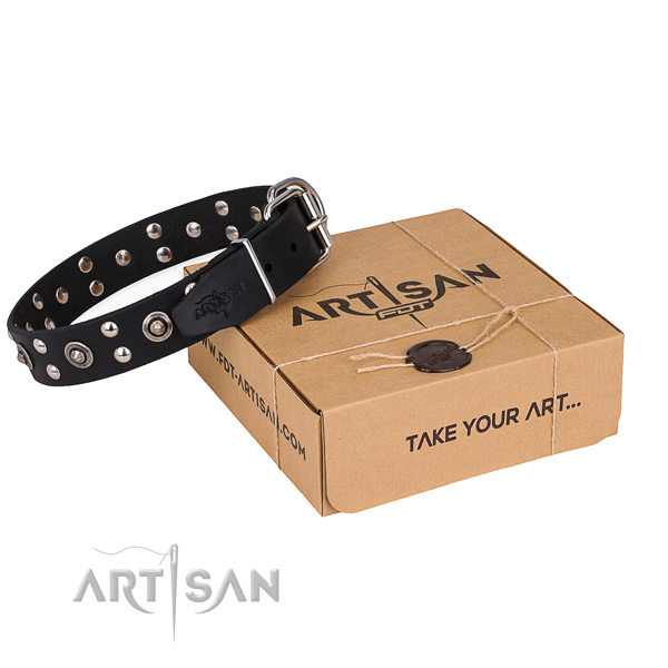 Black Leather Studded Dog Collars