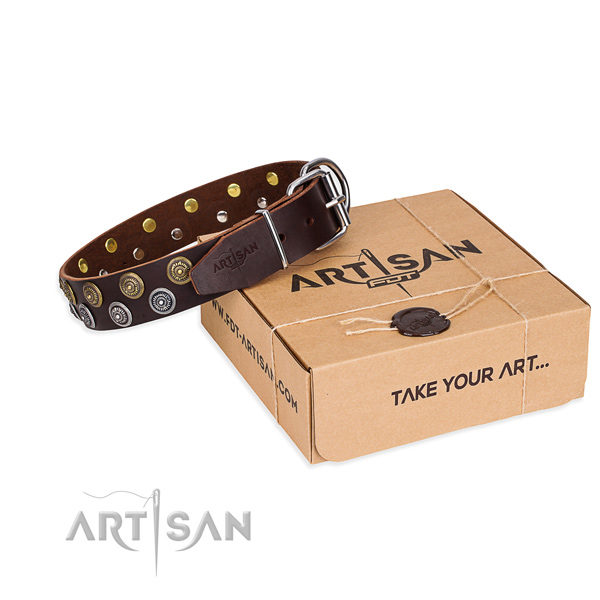 Brown Leather Dog Collar UK