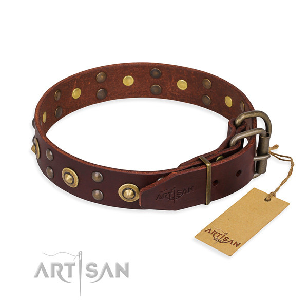 Brown Leather Dog Collar UK