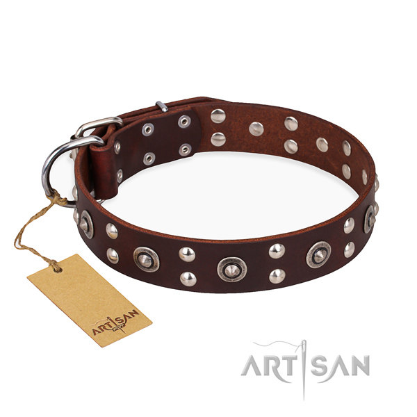 Brown Leather Dog Collar UK
