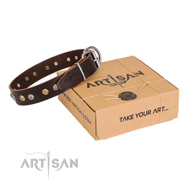 Brown Leather Dog Collar UK