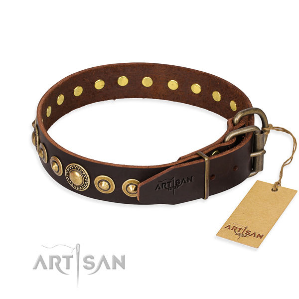 Brown Leather Dog Collars UK