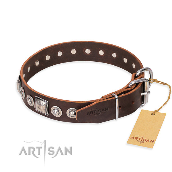 Brown Leather Dog Collars UK