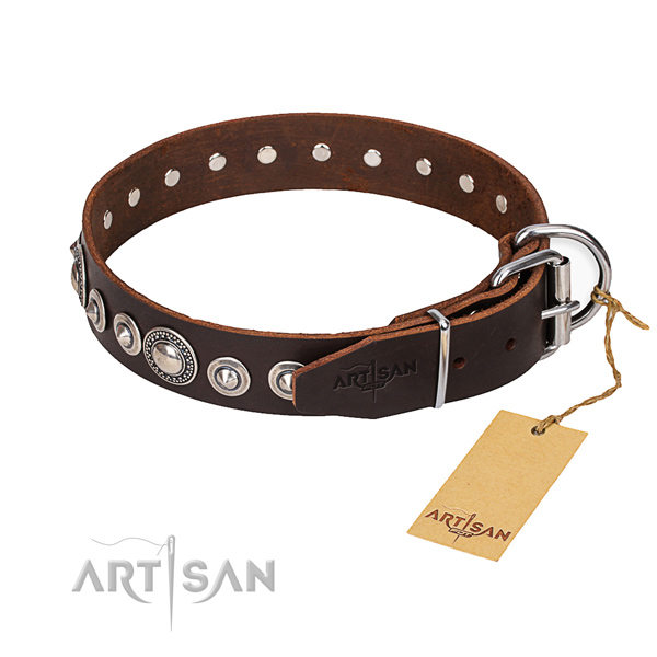 Brown Leather Dog Collars UK