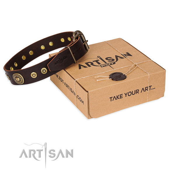 Brown Leather Dog Collars UK