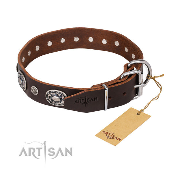 Brown Leather Dog Collars UK