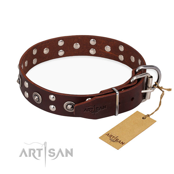 Dark Brown Leather Dog Collars