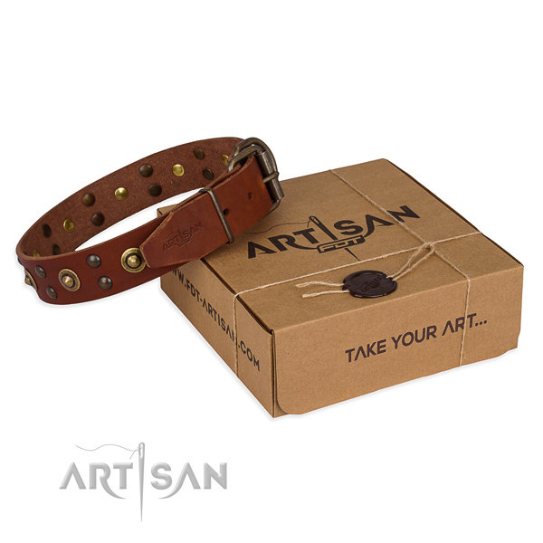 Tan Leather Dog Collar