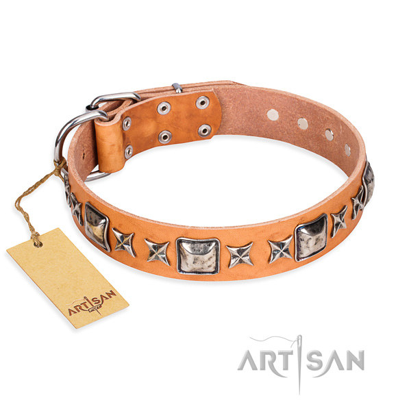 Tan Leather Dog Collar